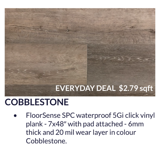 FloorSense: Vinyl Click Plank (7"x48" - 6mm with pad and 20mm ware layer)